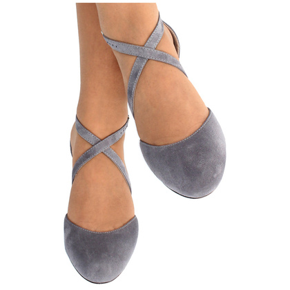 Taneczne czółenka ze skóry - KOTYL 7075 SZARE