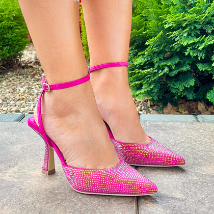 Błyszczące szpilki bez pięty - MENBUR 24789 FUKSJA