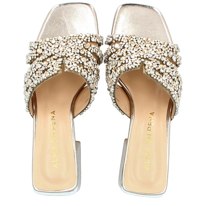 Hiszpańskie klapki na słupku - ALMA EN PENA V240707 ZŁOTE