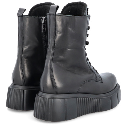 Skórzane workery na platformie - SIMEN 5734A CZARNE