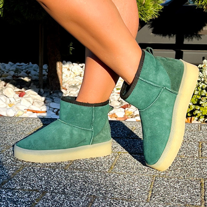 Skórzane śniegowce damskie - RAVINI 23 260 ZIELONE