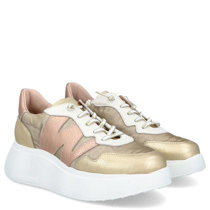 Lekkie sneakersy damskie - WONDERS A-3622 ZŁOTE