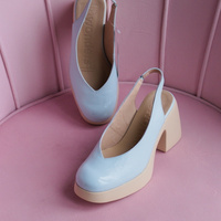 Wygodne czółenka na platformie  - WONDERS H-4990 BŁĘKITNE