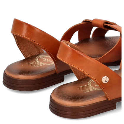 Płaskie sandały skórzane - LEMAR 40185 BRĄZOWE