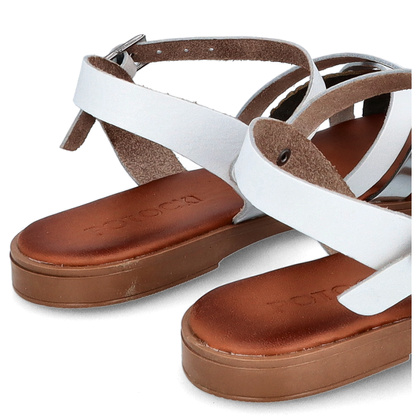 Wygodne sandały ze skóry - POTOCKI 24-64008WH BIAŁE