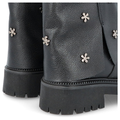 Skórzane botki z wywijaną cholewką - TYMOTEO G1068 CZARNE