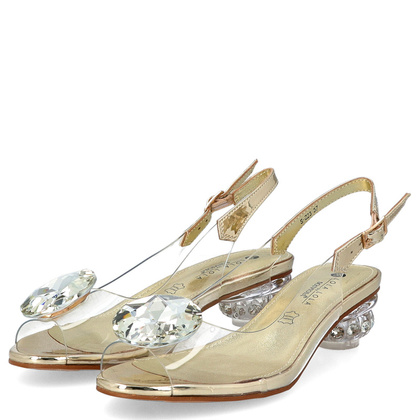 Sandały silikonowe na niskim obcasie - SCAVIOLA S-223 ZŁOTE