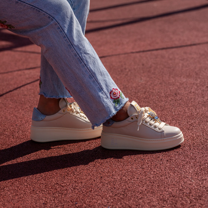 Sneakersy skórzane premium - GIO+ PIA312A BEŻOWE