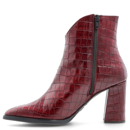 Skórzane botki z motywem zwierzęcym - WONDERS M-5430 BORDOWE