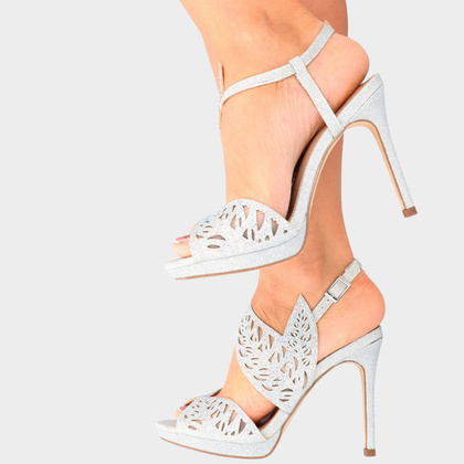 Sandały z asymetryczną cholewką - MENBUR 23938 SREBRNE