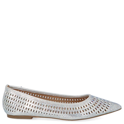 Błyszczące balerinki ślubne - MENBUR 20742 SREBRNE