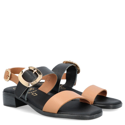 Eleganckie sandały ze skóry - OH! MY SANDALS 5609 CZARNO BRĄZOWE