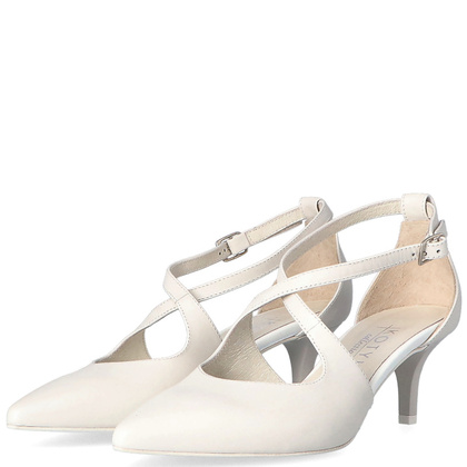 Buty ślubne na niskiej szpilce - KOTYL 5419 ECRU