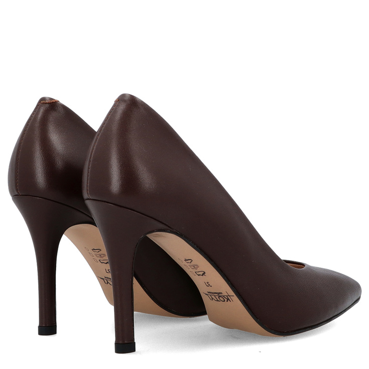 Klasyczne szpilki ze skóry - KOTYL 8523 CZEKOLADOWE