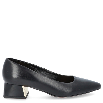 Czółenka ze skóry na niskim obcasie - KOTYL 1701 CZARNE