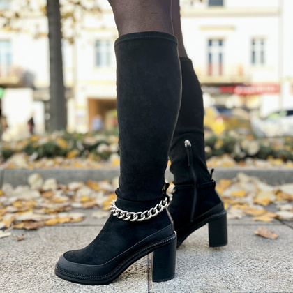 Modne zamszowe kozaki - SCAVIOLA M-69 CZARNE