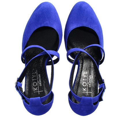 Taneczne czółenka ze skóry - KOTYL 7075 CHABROWE NIEBIESKIE