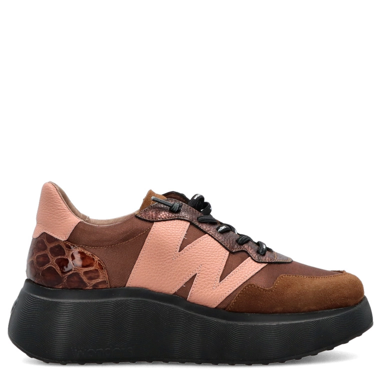 Lekkie sneakersy damskie - WONDERS A-3631 BRĄZOWE