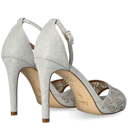 Błyszczące sandały na szpilce - MENBUR 23166 SREBRNE