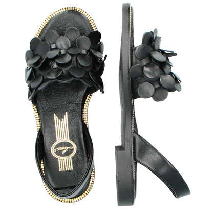 Damskie sandały ze skóry - LEMAR 40425 CZARNE