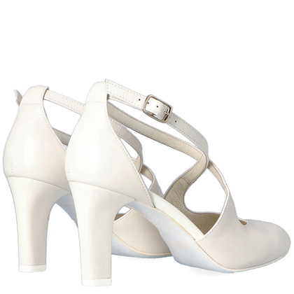 Ślubne czółenka na obcasie - KOTYL 7079 ECRU