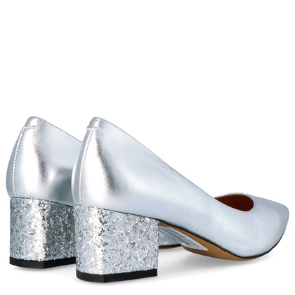 Czółenka na niskim obcasie - SIMEN 3767A SREBRNE