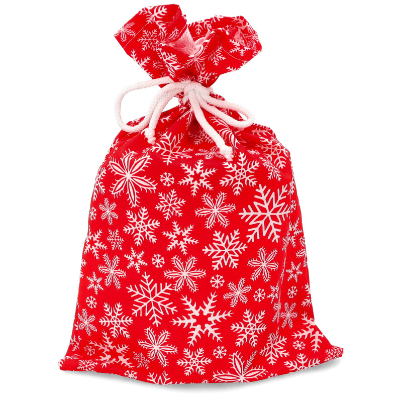 Worek na prezent świąteczny - TYMOTEO LOVE P01 CZERWONY w Śnieżynki