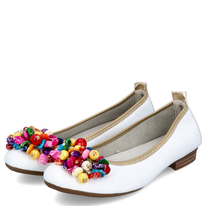 Skórzane baleriny z ozdobą - FILIPPO DP6159/25 BIAŁE