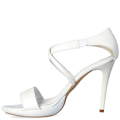 Sandały na szpilce - TYMOTEO PALME PERŁOWO BIAŁE