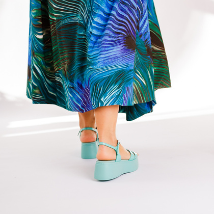 Hiszpańkie sandały na platformie - WONDERS A-3710 MORSKIE