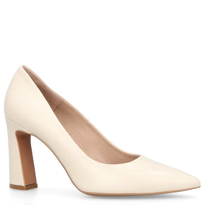 Czółenka na designerskim slupku - BRAVO MODA 0063 KREMOWE