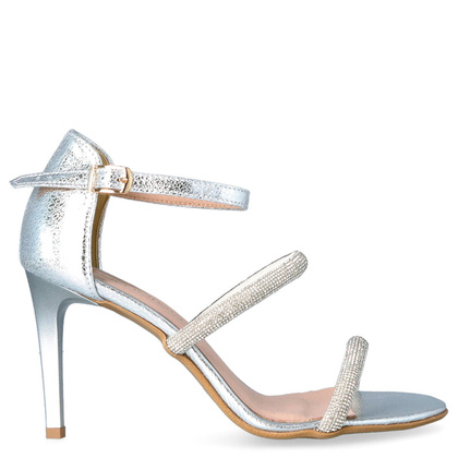 Eleganckie sandały ze skóry naturalnej - TYMOTEO L1035 SREBRNE