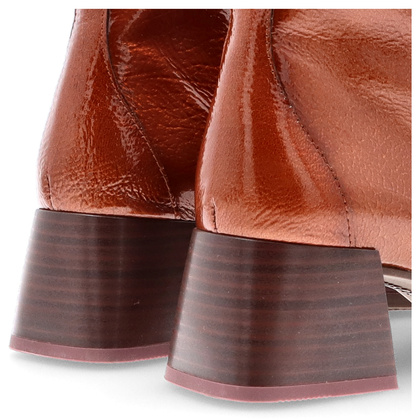 Lakierowane botki na słupku - HISPANITAS HI243727 BRĄZOWE