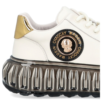 Skórzane sneakersy męskie - JOHN DOUBARE CC2881 BIAŁE