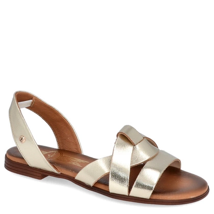 Płaskie sandały skórzane - LEMAR 40185 ZŁOTE