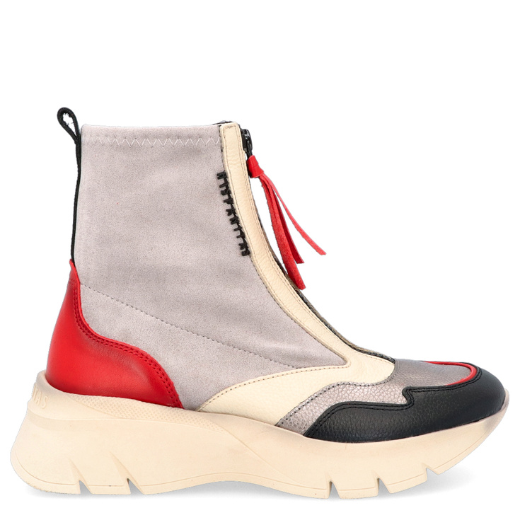 Hiszpańskie wysokie sneakersy z zamkiem - HISPANITAS CHI243628 SZARO-BEŻOWE