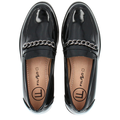 Lakierowane półbuty damskie na obcasie - FILIPPO DP4139/23 CZARNE