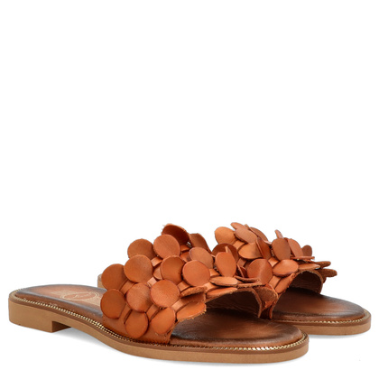 Klasyczne klapki ze skóry - LEMAR 40381 BRĄZOWE