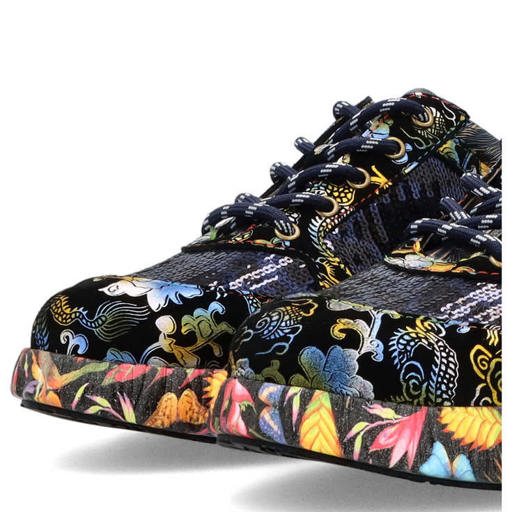 Zdobne sneakersy damskie - LAURA VITA NIKITO 09 GRANATOWE