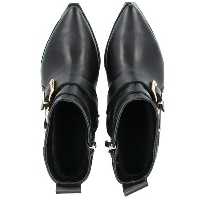 Skórzane botki z klamrami - TYMOTEO 2165 CZARNE