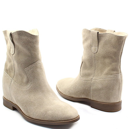 Botki płaskie, bez koturny - TYMOTEO BAKU-P BEŻOWE