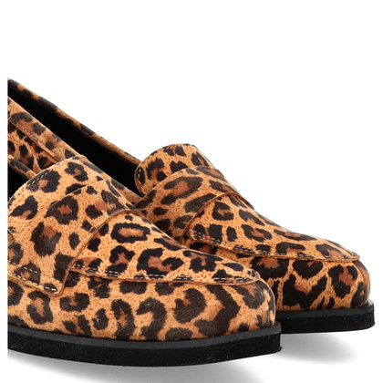 Skórzane mokasyny damskie - TYMOTEO 2162 PANTERKA