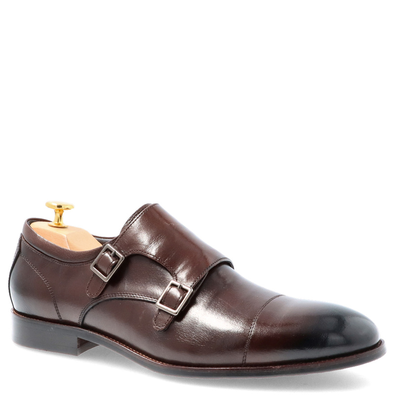 Eleganckie półbuty męskie - JOHN DOUBARE J1856-206-A28 BRĄZOWE