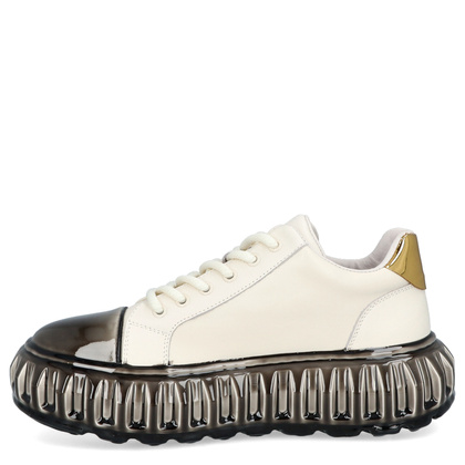 Skórzane sneakersy męskie - JOHN DOUBARE CC2881 BIAŁE