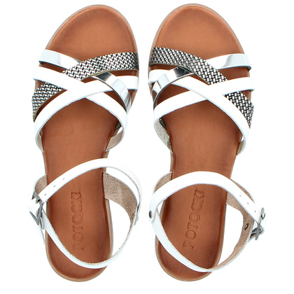 Wygodne sandały ze skóry - POTOCKI 24-64008WH BIAŁE