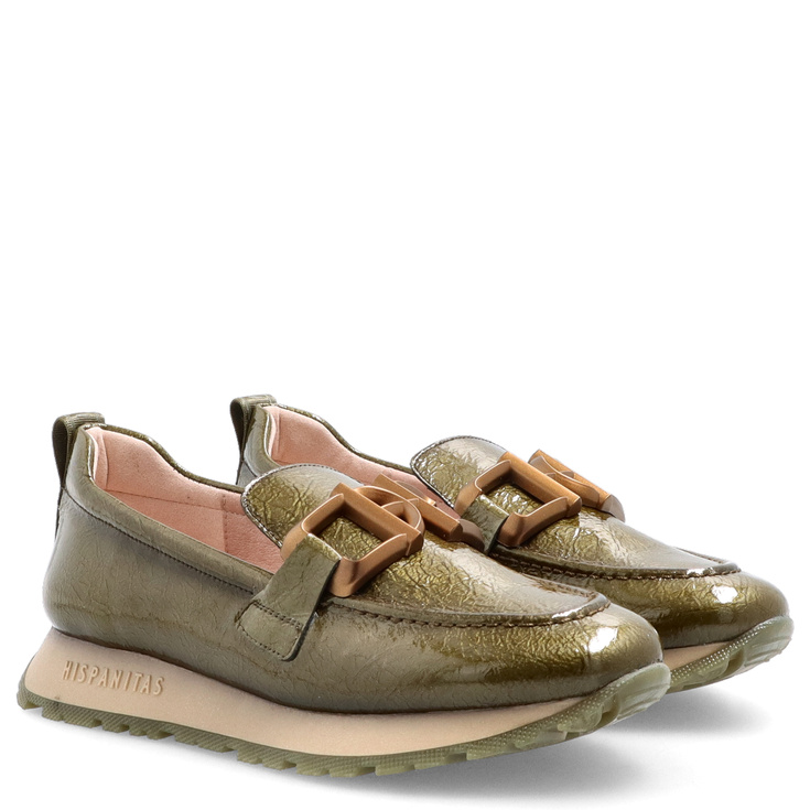 Hiszpańskie półbuty lakierowane - HISPANITAS HI254386 KHAKI