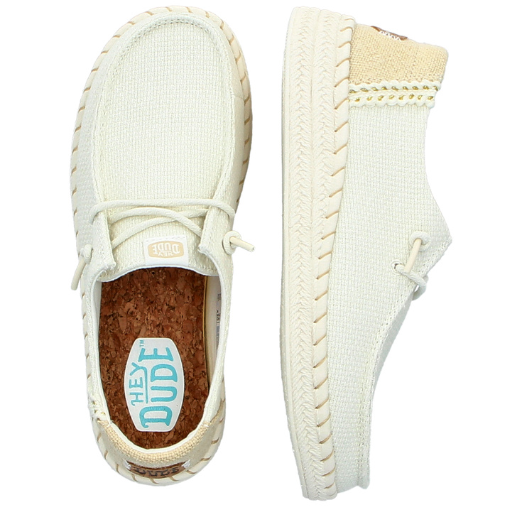 Lekkie pólbuty damskie - HEY DUDE WENDY ESPADRILLE WOVEN 43681 WHITE