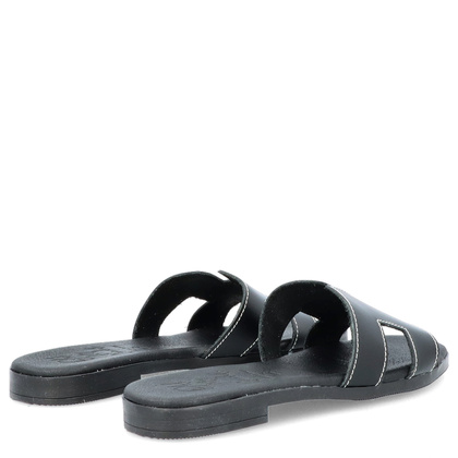Wygodne klapki ze skóry - OH! MY SANDALS 5566 CZARNE