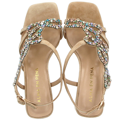 Hiszpańskie sandały na słupku - ALMA EN PENA V240715 BEŻOWE