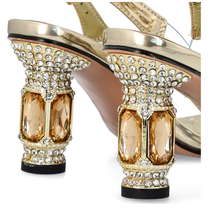 Sandały na efektownym obcasie - SCAVIOLA S-214 ZŁOTE